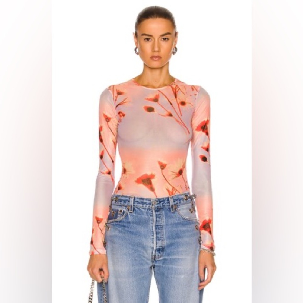 Miaou Mesh Long sleeve Top - size Small, color ‘Sunrise’